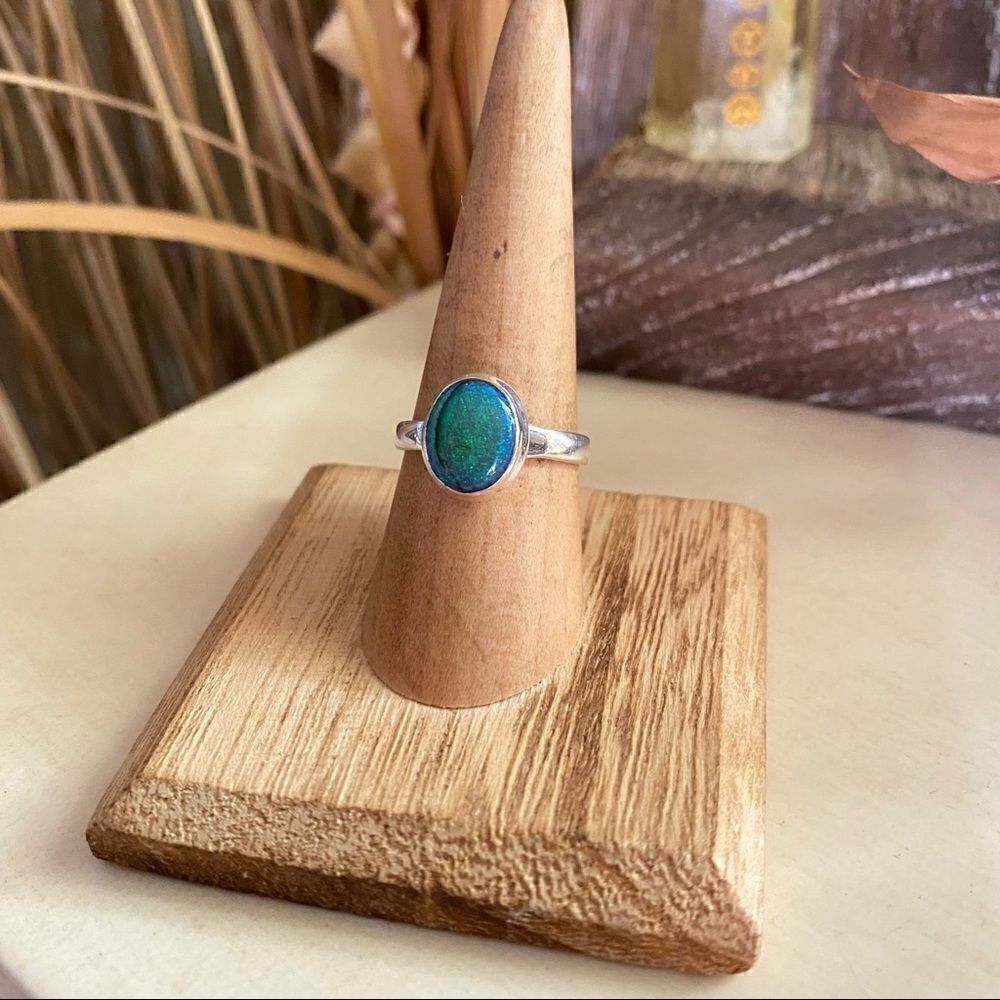 Sterling Silver Opal Ring Size 7.5